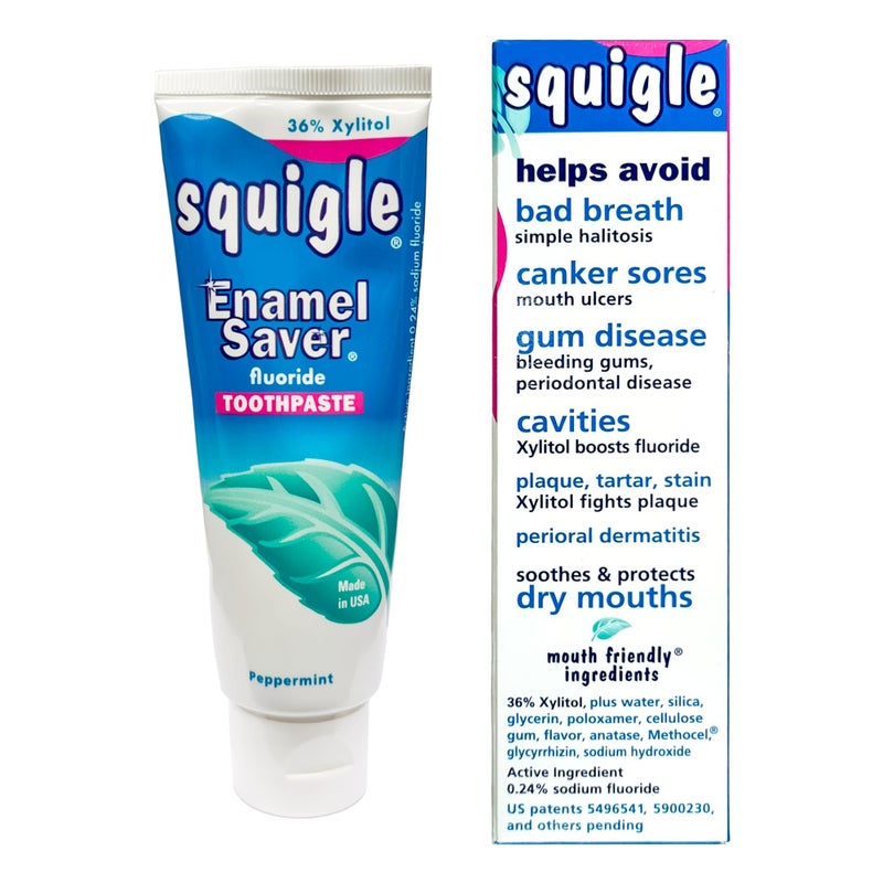 Squigle Enamel Saver Toothpaste (Canker Sore Prevention & Treatment) Prevents Cavities, Perioral Dermatitis, Bad Breath, Chapped Lips - 2 Pack - Image 4